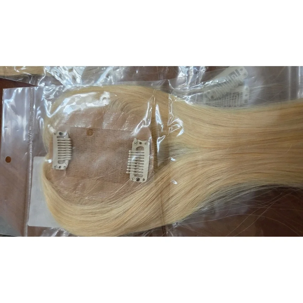 Rosebud Blonde Clip-In Hair Topper Straight Lace Base Hairpiece A01-GD-12-613‎